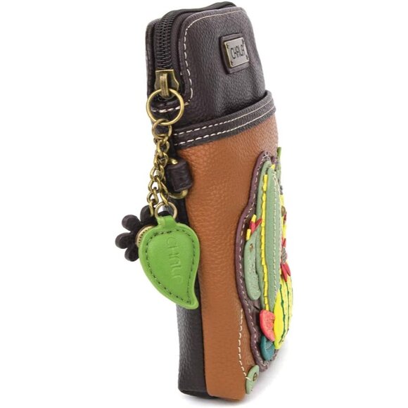 Plant Life Collection Multicolor Cactus Crossbody Cell Phone Purse - Brown - Picture 2 of 5